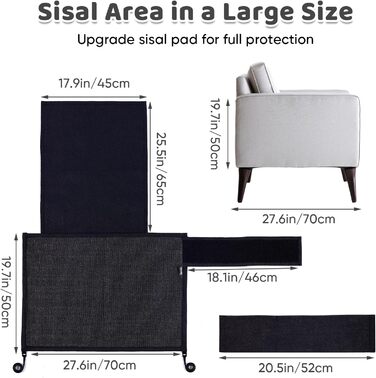 Захист дивану від кігтів котів NATUYA: меблевий захист, легко знімається, не пошкоджує диван (Чорний, Лівий)