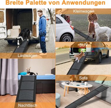 Рампа для собак Klappbare Hunderampe, алюміній, 157x43 см, до 110 кг, з антиковзким покриттям