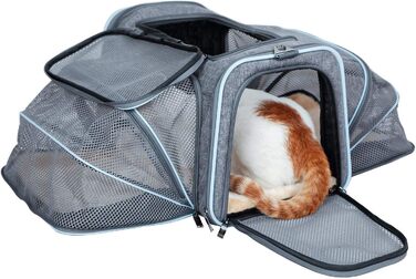 ABISTAB Транспортна переноска для собак і котів, розкладний бокс для авто та авіаперельотів, Maxi 72см, з двостороннім відкриванням та довгим плечовим ременем