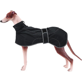 Водонепроникний теплий зимовий пуловер для грейхаундів та інших великих собак, чорний. Регульований, з відбиваючими елементами. Розмір XS (довжина спини 46-48 см).