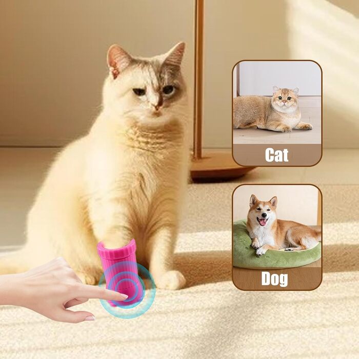 Автоматичний очисник лап для собак, електричний, USB-зарядка, портативний, рожевий