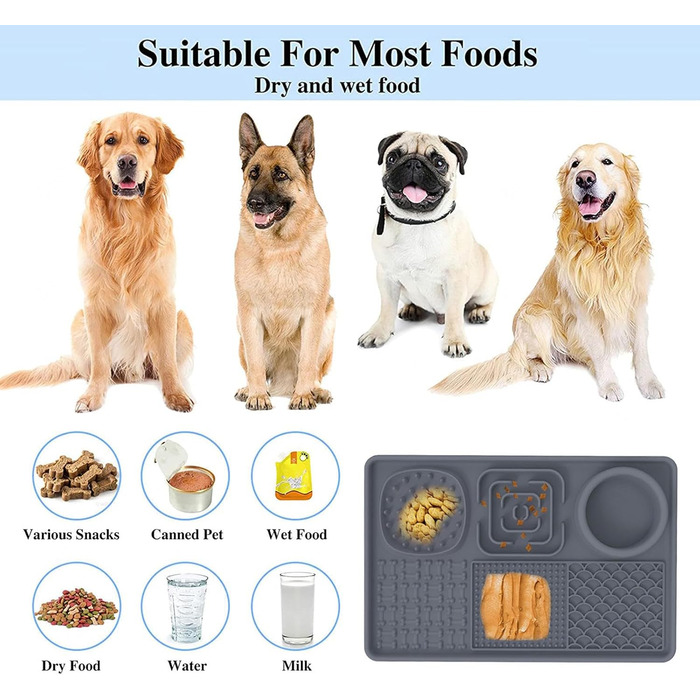 Килимок для собак Leckmatte, силіконовий, антиковзкий, для грумінгу, тренувань, стрижки, сірий