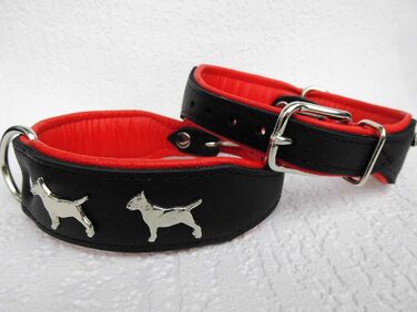 Шкіряний нашийник Bullterrier для собак, 33-41 см, 45 мм, чорний/коричневий/червоний