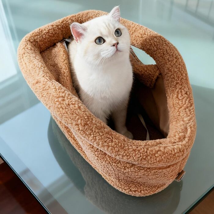 Транспортна сумка для кота Gcerfby, водонепроникна, з плечовим ременем, для собак та котів середніх та малих порід, коричнева