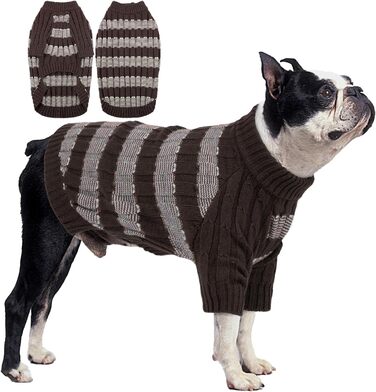 Теплий в'язаний пуловер для собак середнього розміру з отвором для шлейки, зимовий пуловер для собак з пітонами, для Французького бульдога, Кокер-спанієля, коричневий, L, B-Braun