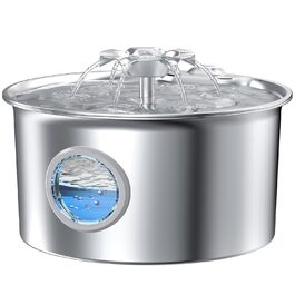 Турнік для котів з нержавіючої сталі Katzenbrunnen: фонтанчик для води, 2.6л, дисплей рівня води, дизайн водоспаду, підходить для собак та котів