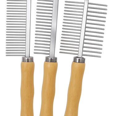 Набір для грумінгу TopMed ETS: 3 нержавіючі гребені, бамбукова ручка, для собак, котів та інших тварин