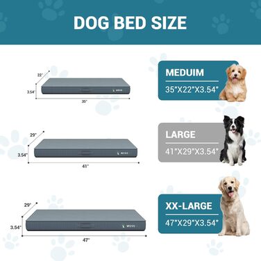Ортопедичне ліжко для собак великих порід, 8,9 см гелевий пінополіуретан, міцний фланелевий матеріал, знімний чохол, водонепроникний наповнювач, антиковзаюча поверхня, розмір 104 x 74 x 9 см, блакитний колір