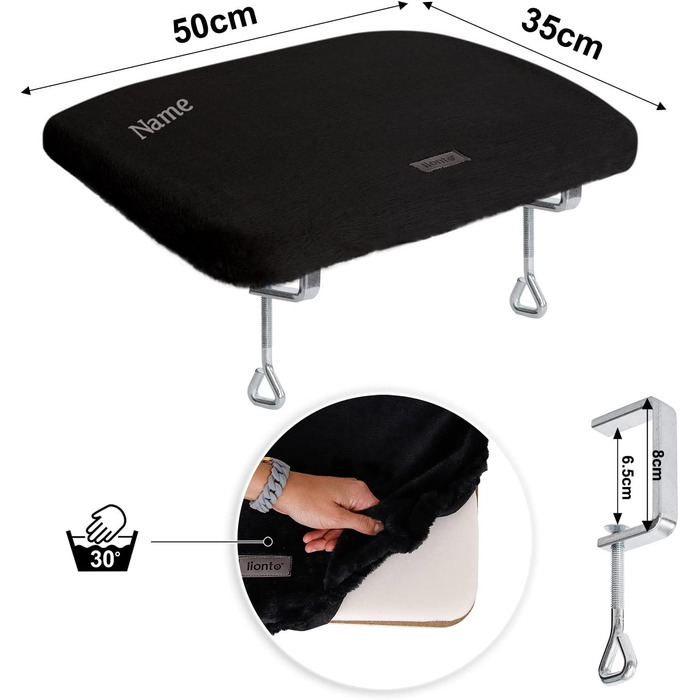 Кігтечка-ліжко для котів Lionto на підвіконня, 35x50 см, з м'яким плюшем, без свердління, знімний чохол, до 15 кг, темно-сірий (з написом)