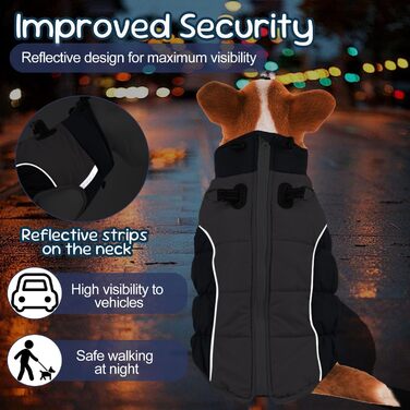 Зимовий теплий пуховик для великих собак XL - червоний, для захисту від снігу, з відбиваючими елементами, зручний воротник-стійка