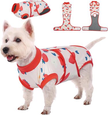 Куртка для собак після кастрації Kuoser - дихаючий боді для собак та котів - захисний костюм від облизування - альтернатива електронного нашийника після операції, XS(Зворот:21-28см;Груди:32-40см), Червоний