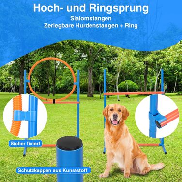 Набір для аджиліті Sonnewelt Agility Set для собак, 5-ти елементний: слалом, бар'єр, кільце для стрибків, тунель. Ідеально для парку, тренувань та цікавих ігор.