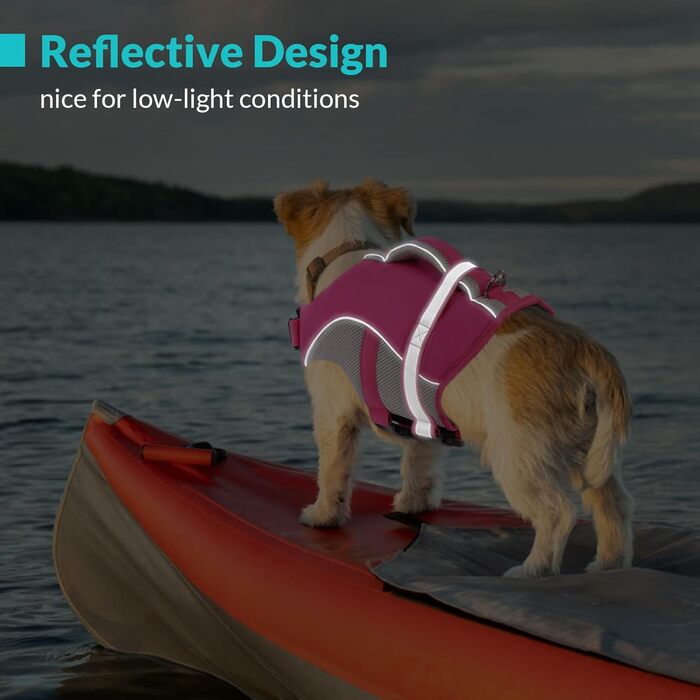 Жилет для плавання для собак Queenmore, регульований, висока видимість, рятувальний жилет, для собак XX-Large (Hot Pink, XXL)