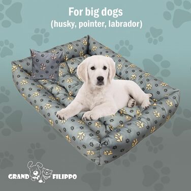 Лежанка для собак - водовідштовхувальна, для маленьких та великих собак, з неслизьким дном, корзина для собак, лежанка для собак (95x75x20, Велика лапа)