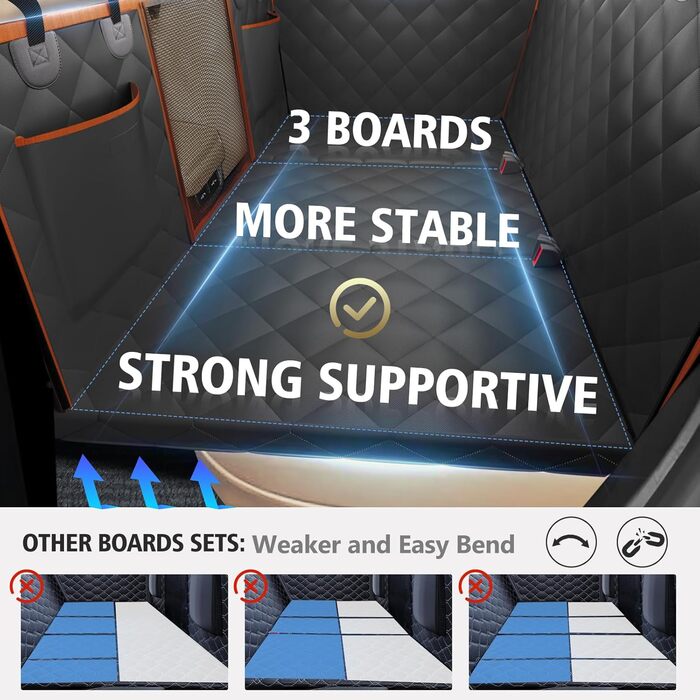 Підстилка для собак на заднє сидіння вантажівки XL, чорно-помаранчевий, з PU-шкіри, водонепроникна, для Crew Cab (автомобілі, SUV, пікапи)