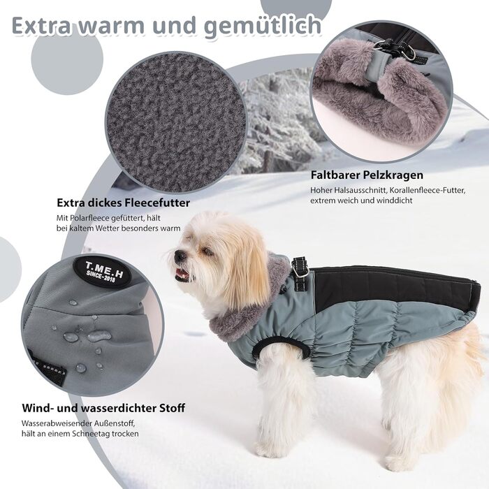 Тепла зимова жилетка для собак Savlot з D-кільцем, бавовна, розмір M, блакитна