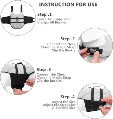 Рятувальний жилет для собак Queenore, для малих собак, для катання на човнах, високоякісний, світловідбиваючий, преміум-якість (Світло-блакитний, M, Grey)