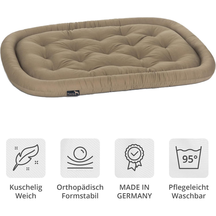 Ортопедична подушка для собак середніх порід, 90x60 см - лежанка для собак, миється до 95°C, без запаху, міцна, для дому та вулиці, Made in Germany (L - 90x60 см, золотисто-коричнева)