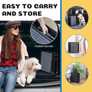 Рампа для собак преміум-класу, портативна, для великих собак, антиковзка поверхня, складана, легка, до 113 кг, для автомобілів та SUV