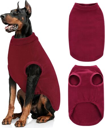 Теплий флісовий пуловер для собак AOFITEE, святковий новорічний дизайн, червоний колір, розмір XL