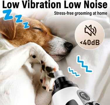 Шліфувальник кігтів для собак Casfuy Smarter Krallenschleifer - 6 режимів, 2 LED-лампи, тихий, акумуляторний, для собак та котів великих, середніх та маленьких порід