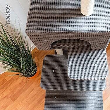 Кігтеточка для котів Phill сіра I 130 см I для літніх котів I стабільна кігтеточка з гніздом та лежанкою