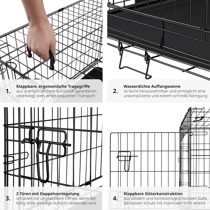 Клітка для собак Tectake®: стабільний, розкладний бокс для собак та цуценят, 78 x 48 x 52,5 см