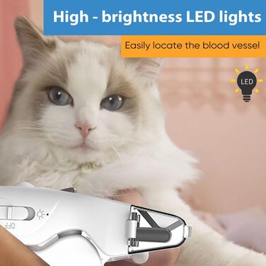 LUCKKY 2-в-1 тример для нігтів домашніх тварин: стригун та шліфувальник для собак та котів з LED-підсвіткою