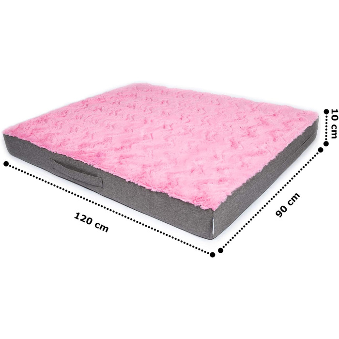 Килимок для собак CopcoPet Lucky Hundematratze: ортопедичний, неслизький, знімний, з м'якого штучного хутра (120 x 90 x 10 см, Рожевий)