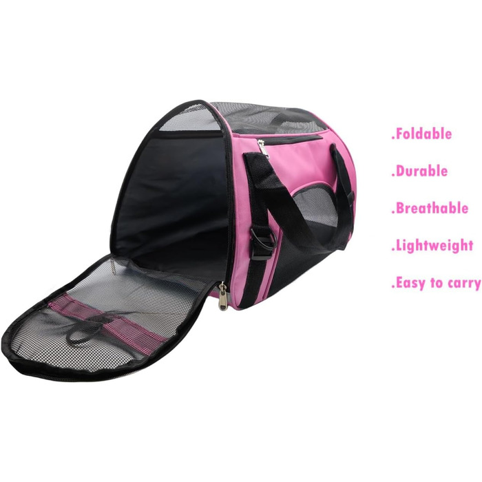 Транспортна сумка для тварин Tecageaon, схвалена авіакомпаніями, для котів середнього та малого розміру, кошенят, цуценят, собак/котів, рожева, розмір M