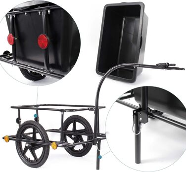 Причіп для велосипеда Wiltec, 158x69x51 см, вантажопідйомність 80 кг, об'єм 90 л, з кузовом, зчепленням та повітряними шинами