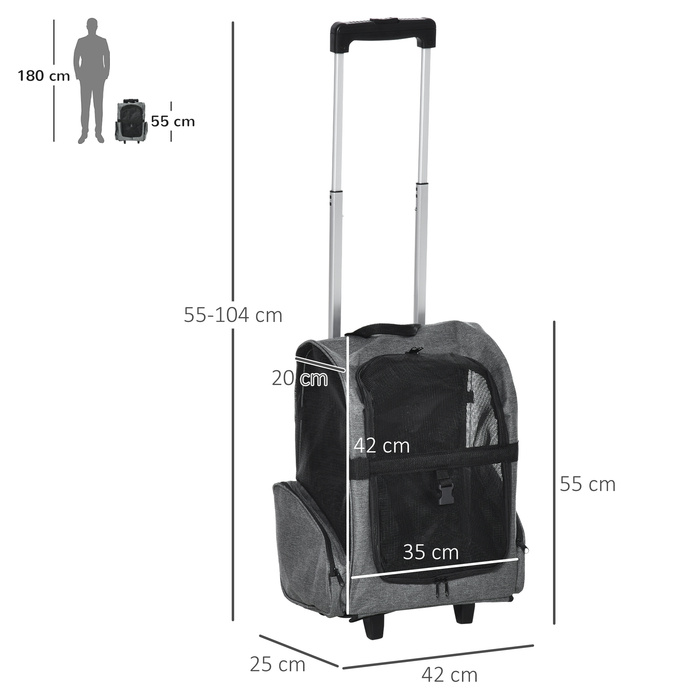 PawHut Dog Trolley 2-в-1 сумка-тоут і рюкзак для домашніх тварин, дихаючий, тканина Оксфорд, з дверима та вікном | Аосом