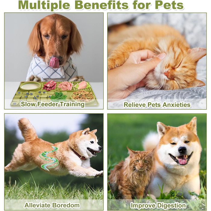 Силіконова килимок-головоломка для собак з присосками, Slow Feeder для цуценят та дорослих собак, антиковзаюча миска для повільного годування, зняття стресу та нудьги