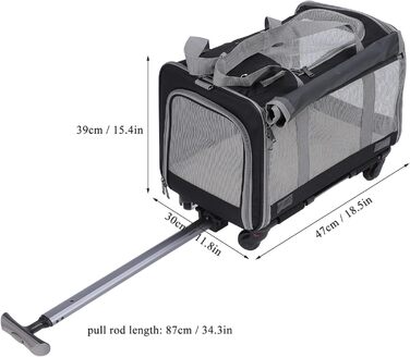 Транспортна переноска для котів та собак на колесах, складна, м'яка, з телескопічною ручкою. Ідеальна для подорожей, кемпінгу та активного відпочинку.