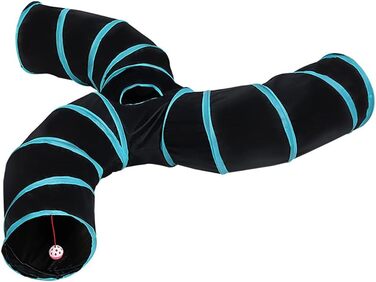 Туннель для котів Alnicov S-подібний, 3-х стороння конструкція, складаний, інтерактивна іграшка-лабіринт для кошенят, цуценят, кроликів та морських свинок з сумкою для зберігання