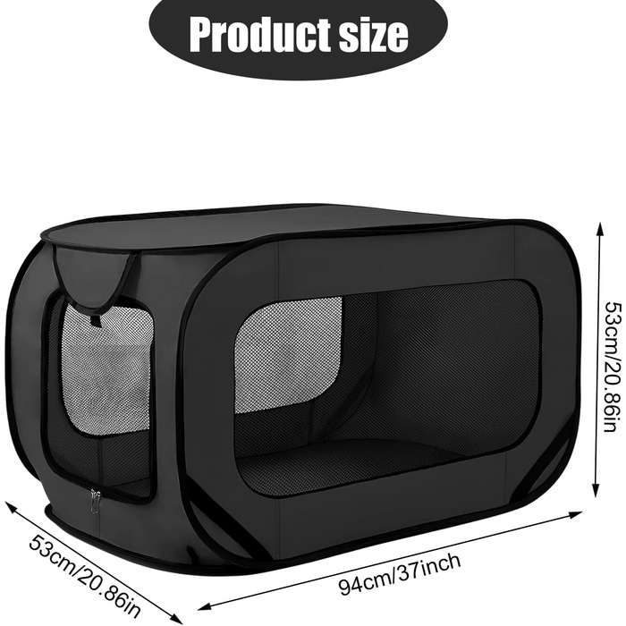 Транспортна переноска для собак та котів, складана Pop-Up, чорна. Міцна переноска з оксфордської тканини, до 29.5 кг