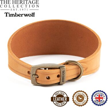 Нашийник для собак Ancol Timberwolf, шкіряний, малинового кольору, 34-43 см (гірчичний, 30-34 см)