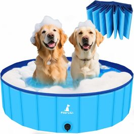 Басейн для собак Pourbibi, 80x20 см, складаний, з ПВХ, антиковзаюча поверхня