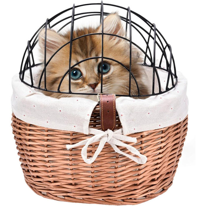 Плетенний кошик для тварин на велосипед | з металевим каркасом | для собак та котів | 30x25x30 см