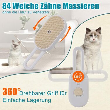 Парова щітка для котів та собак, 2 шт. з розпилювачем, для короткої та довгої шерсті, видалення шерсті, догляд (біла)