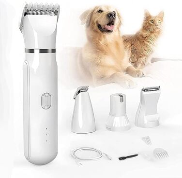 Триммер для собак та котів 4-в-1: стрижка лап, обличчя та тіла. Безшумна, вологостійка, акумуляторна модель