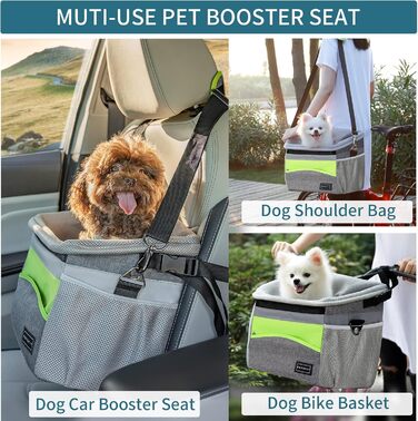 Транспортна сумка для собак та котів Petsfit: рюкзак, переноска, складана, сіра+зелена