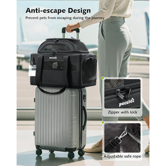 Транспортна сумка для котів Pecute - переноска для котів та маленьких собак, складана, легка, для подорожей, зелена (сіра)