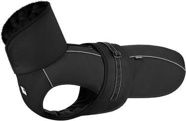 Водонепроникна куртка для собак OneTigris STORMWALL з регульованою довжиною спини, флісовою підкладкою, світловідбиваючими елементами та коміром з хутра для прогулянок на відкритому повітрі, чорна, L (M:14-27кг (Окружність шиї:51см, Окружність грудей:60-8