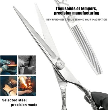 Професійна вигнута ножиця для грумінгу собак та котів з нержавіючої сталі 440C (7.5 дюймів)