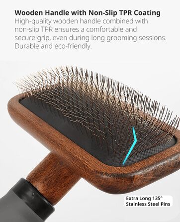 Щітка для собак та котів Holz: Slicker, знімач підшерстка, проти ковтунів, з нержавіючою сталлю, ергономічна ручка