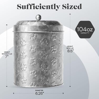 Amici Pet металевий контейнер для корму для цуценят, середній, 10 oz, оцинкований