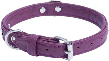 Шкіряний нашийник для собак Angel Pet Supplies, фіолетовий, подвійний шар, з кісточками, розмір 32-41 см