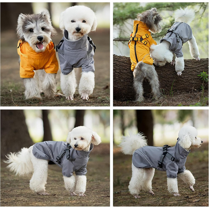 Водонепроникний дощовик для собак BT Bear, сірий, розмір L - відбиваючий, для маленьких собак