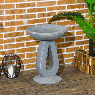 Outsunny Bird Bath Ванна для птахів з підставкою в кам'яному вигляді, годівниця для птахів, ванна для диких птахів для саду та балкона, сіра, 51см| Аосом